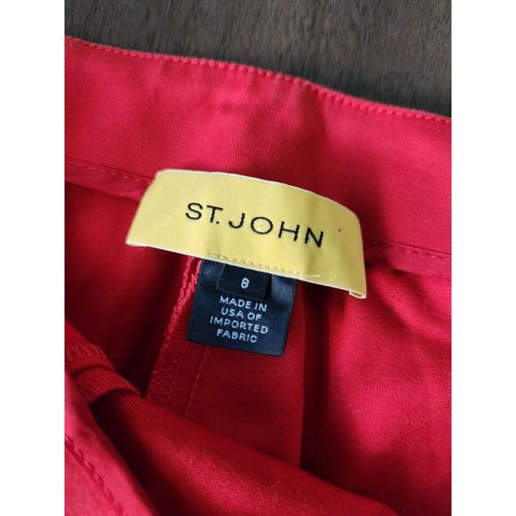 St John Women's Mid Rise Straight Legs Red Ankle Pants Size 8 Preowned - Picture 3 of 6